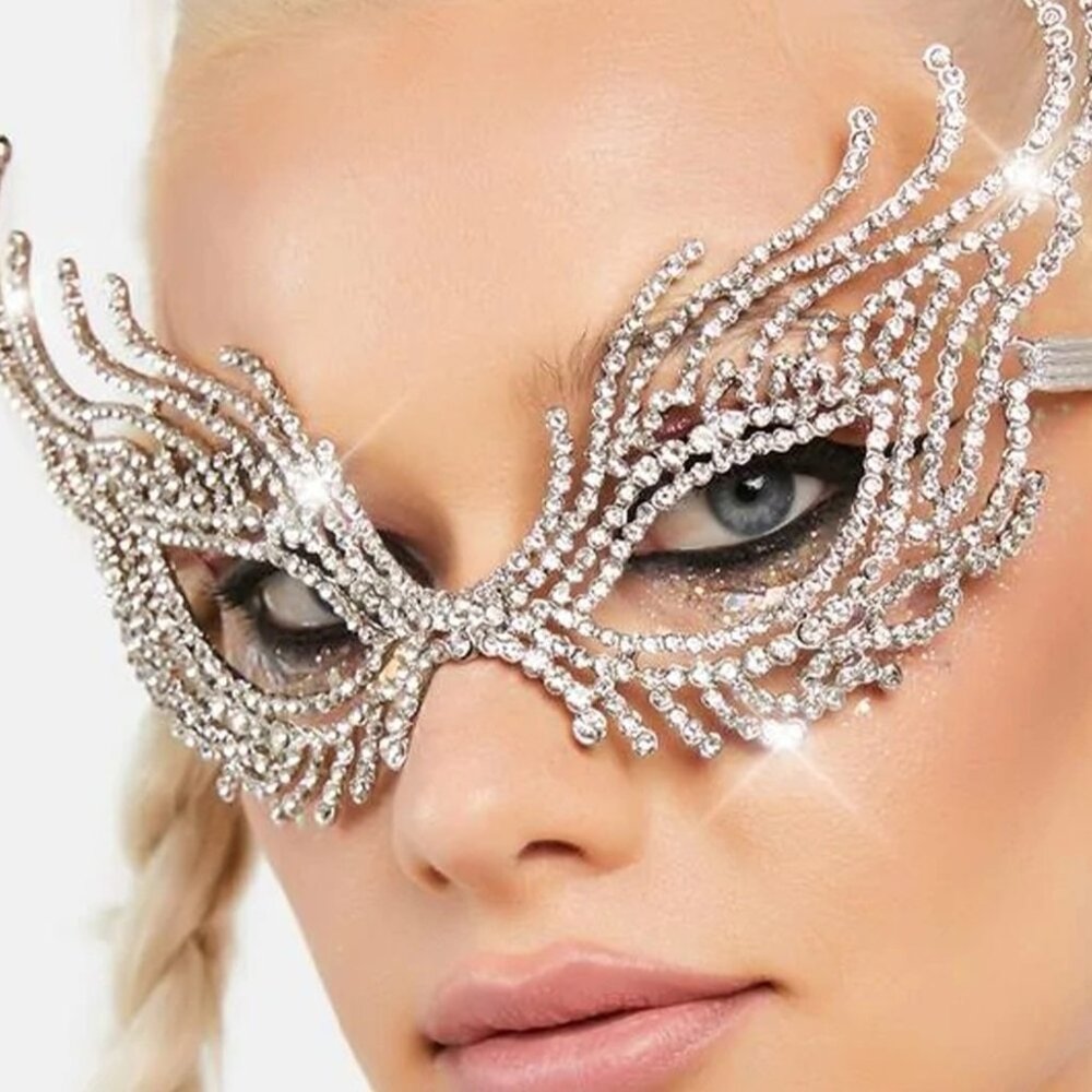 NWT Sparkling Swarovski Bling Crystal Rhinestone Mask Halloween Costume …
